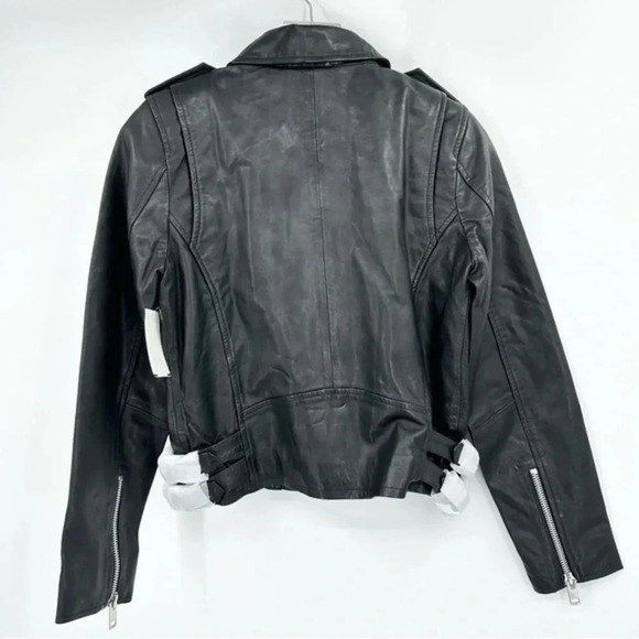 WALTER BAKER Liz Lamb Leather Crop Moto Jacket Black Size Medium ($698) B1685 - Picture 6 of 6